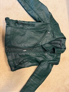 Romeo & Juliet Dark Green Faux Leather Moto Jacket
